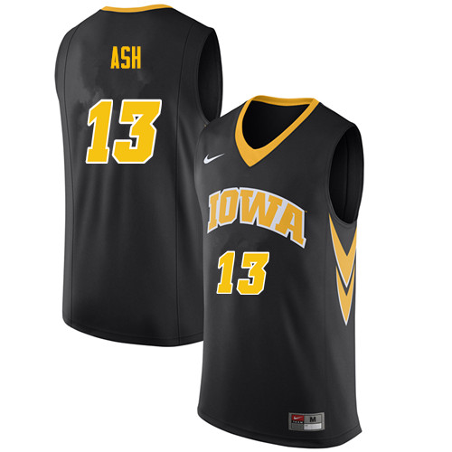 Men #13 Austin Ash Iowa Hawkeyes College Basketball Jerseys Sale-Black